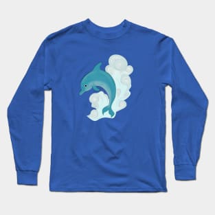 Happy Dolphin with wave Long Sleeve T-Shirt